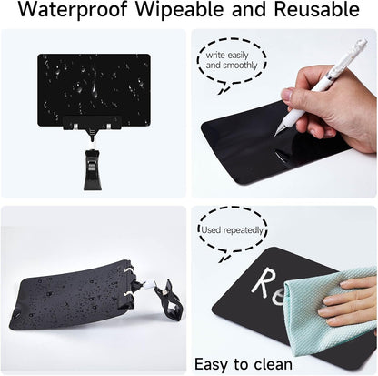10 Pack Mini Plastic Chalkboard Sign with Clip, Double Sided Rotating Reuse Price Signs for Business Retail Food Clothing Rack Shelf Basket, Clip on Sign Holder (Black)