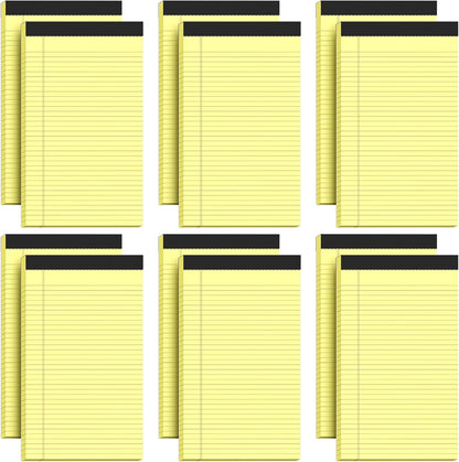 Legal Pads 8.5 x 14, Wide Ruled Legal Pads, 12 Pack Yellow Paper 8.5 x 14, 30 Sheets per Notepad, Large Writing Pad for Office Supplies, College, Micro Perforated Lined Writing Pads, 70 GSM
