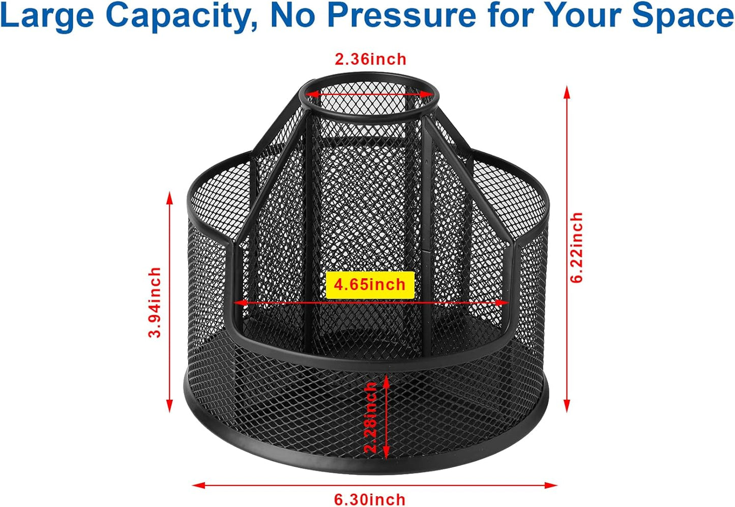 Pencil Holder, Rotating Desk Organizer, Metal Pen Organizer Mesh Pen Holder Office Desk Accessories Cute Office, School, Home,Art Suppliers (Black)