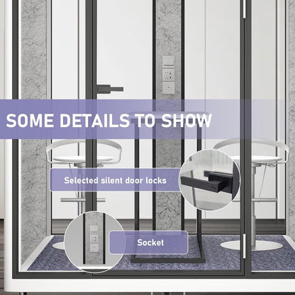 Office Sound Booth with Audio Privacy - Portable Soundproof Booth with White Modern Style,Movable Room with Light,Ventilation,Socket for Negotiation Room,Instrument Practice Room(70.86IN)