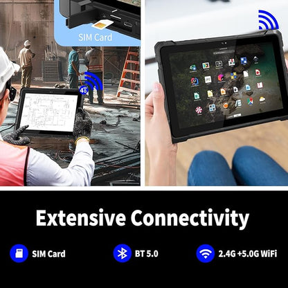 IP67 Rugged Tablet, N100 (up to 3.4GHz), 8GB RAM 128GB ROM, 10,1 Zoll Windows 11 Pro Industrie Tablet PC with 8000mAh Battery 4G LTE USB3.0 / WiFi 5 / BT5.0 / FHD for Outdoor Fieldwork