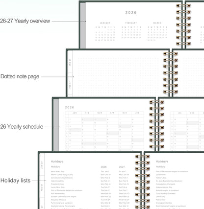 And Per Se 2026 Planner, A4 Size-Daily, Weekly & 18-Monthly Leather Hardcover Planner, Daily Schedule, Monthly Tabs, 100 GSM Thick Paper(Green)