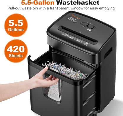 Bonsaii 12 Sheet Paper Shredder for Home Office, Heavy Duty Cross Cut Shredder with 5.5 Gal Pullout Bin, Home Shredder for CDs/Credit Card/Document/Mail, P-4 Security Level