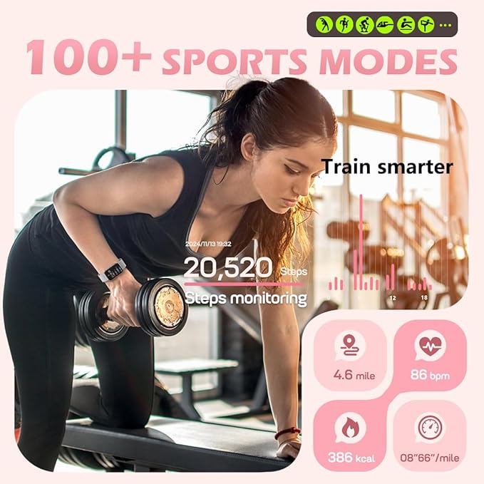 MorePro Health Fitness Tracker with Blood oxy-gen Monitor and 24/7 Heart Rate and Blood Pressure, Sleep Monitor, 120+ Sport Modes Waterproof Fitness Watch for Women Men Android iOS, Sliver