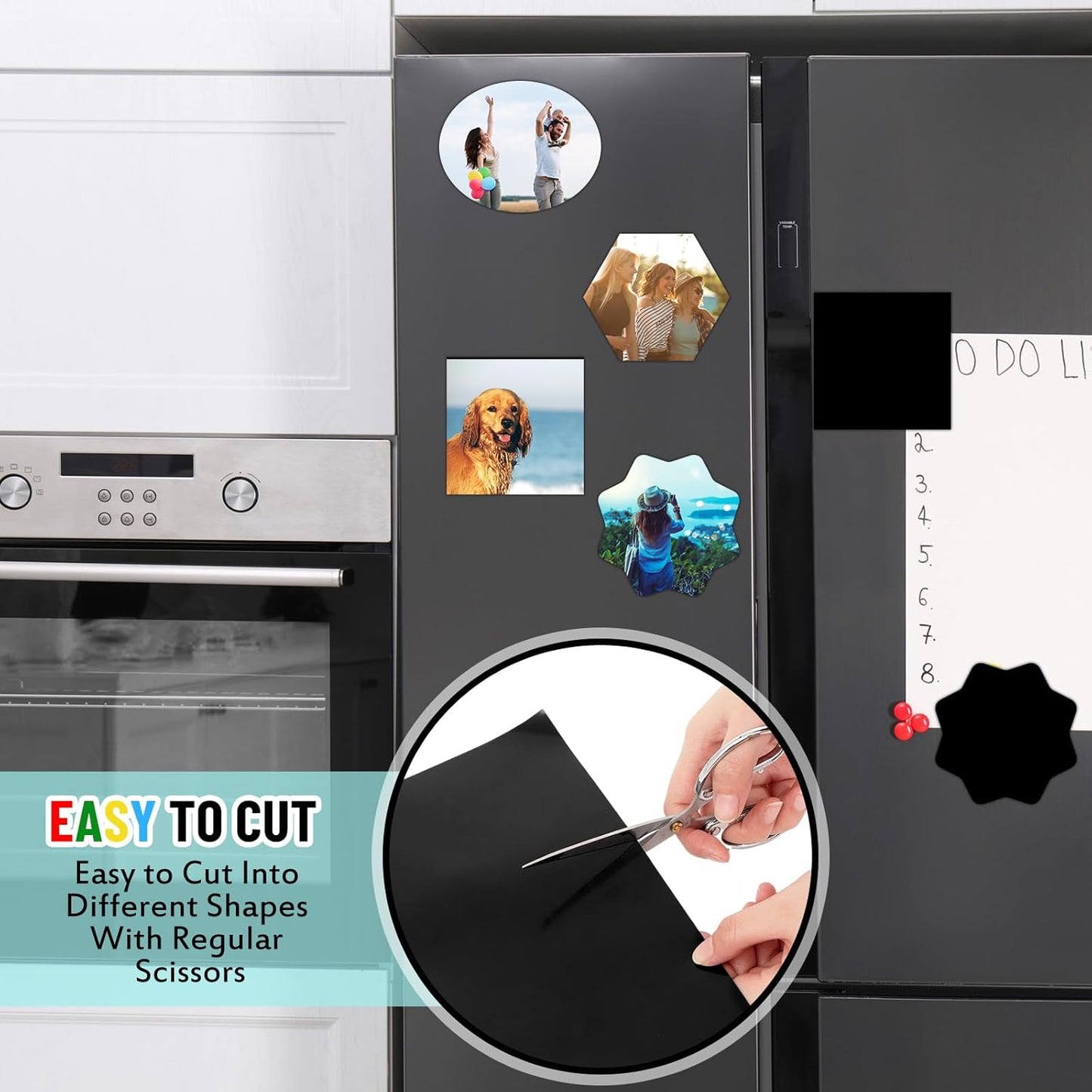 Pangda 10 Pack 8.5" x 11" Magnetic Sheets with Adhesive Backing 30 Mil Flexible Steel Vinyl Magnet Sheet for Crafts Magnetic Stickers Photos Kitchen Fridge Home Office