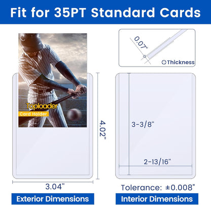 18 Count Topload Card Holder, Sooez 35PT Topload Card Protector, 3" x 4" Hard Plastic Card Sleeves, Baseball Card Protector, Rigid Toploading Card Case for Collectible Trading Sports Cards