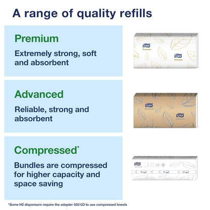 Tork Xpress Multifold Hand Towel Dispenser Black H2, One-at-a-Time Dispensing, Elevation Range, 553028