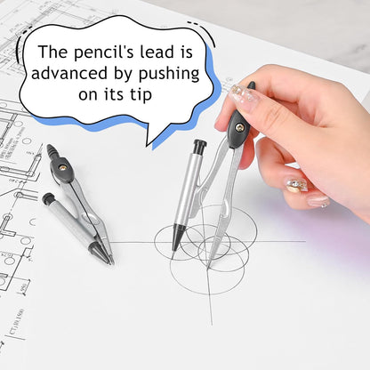 6 Pcs Metal Geometry Set, Math Geometry Kit, Metal Ruler Set and Compass Geometry Tool, Rulers Protractor and Compass Set for Student School and Drawings Supplies (Black)