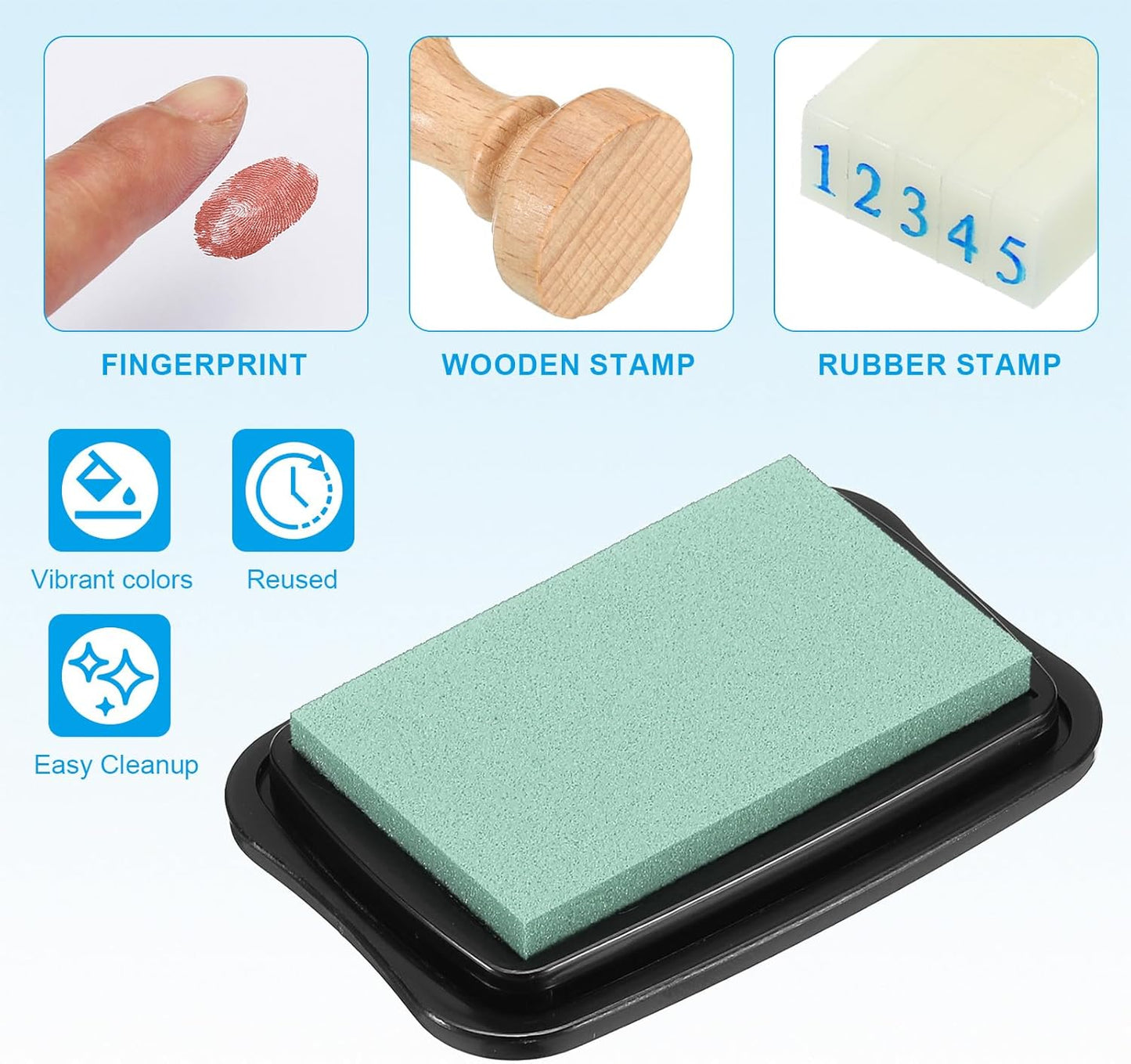 PATIKIL 3"x2" Large Stamp Pad, 2Pcs Washable Craft Ink Pad for Rubber Stamp Card Making Stamping Scrapbook Fingerprint Handprint, Green/Black