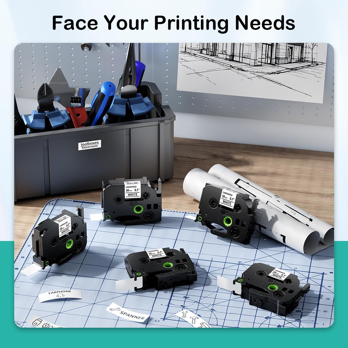 Labelife TZe-241 TZe TZ Tape 18mm 0.7 Laminated White Compatible with Brother P Touch Label Maker Tape 18mm .7 TZe241 for Brother PT-D400 PT-D410 PT-PT-D600 D610BT PTD460BT, 5-Pack, 3/4 Inch