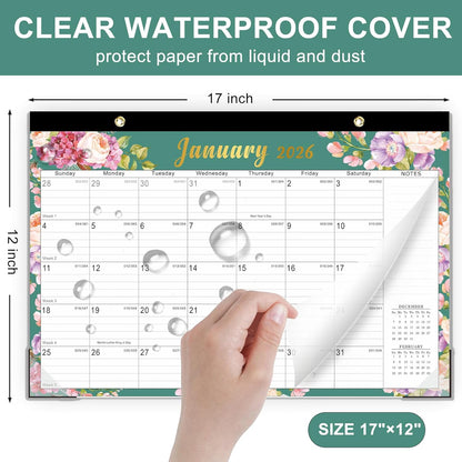 Lbylyhxc Desk Calendar 2025 - 2026, Monthly Calendar 2026, 18-Month School Year Calendar, July 2025 to December 2026, Monthly Large Desktop/Wall Calendar for Teacher with Corner Protectors 17" X 12" (Desk Calendar Flowers, 17x12 inches)