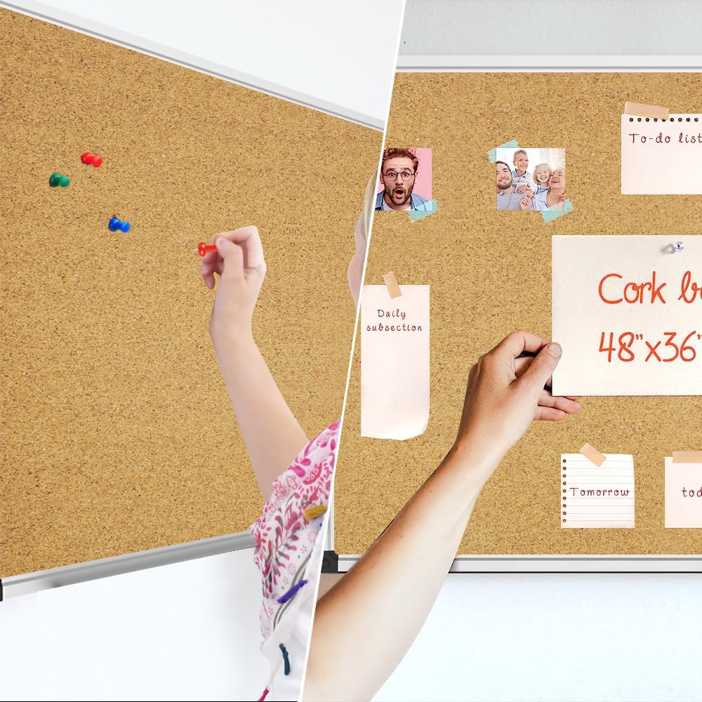 XBoard Cork Board 48 x 36, Bulletin Board Corkboard with Push Pin for Display and Organization