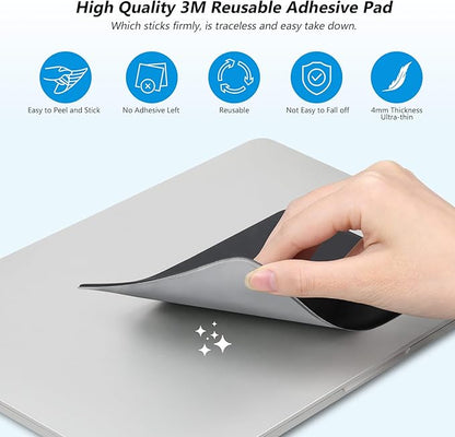 Lacdo Portable External Hard Drive Carrying Case, 2-Pocket Stick on Pouch Holder for Laptop, Fit 2.5" Seagate, WD, Toshiba External HDD, SSD, Wireless Mouse,Cable, Sleeve with Reusable Adhesive, Black