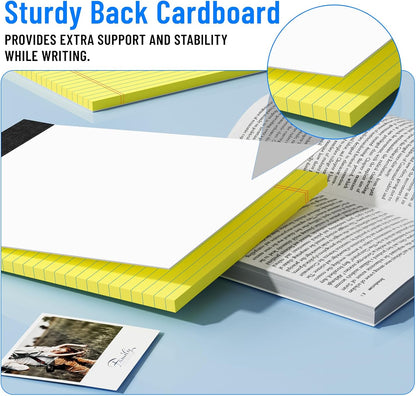 12pcs Legal Pads 8.5 x 11, Notepads 8.5 x 11 College Ruled Notebook, Writing Pads of Paper,Yellow Note Pads, Memo Pad Papers Perforate Legal Notepads Narrow Ruled Line,30 Sheets/Pack