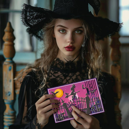 GLOBLELAND Halloween Gate Cutting Dies for Card Making Witch and Cat Cut Die for DIY Scrapbooking Journal Embossing Paper Craft Decor