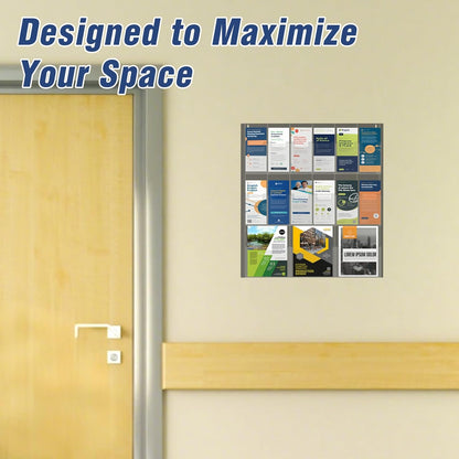 Acrylic Brochure Pamphlet Holder, 3 Magazine Holders and 12 Pamphlet Holders, Wall Mount Display Rack, Trifold Flyer Holder, Literature Organizer for Home, Office, Dual-Tone Clear Front & Black Back