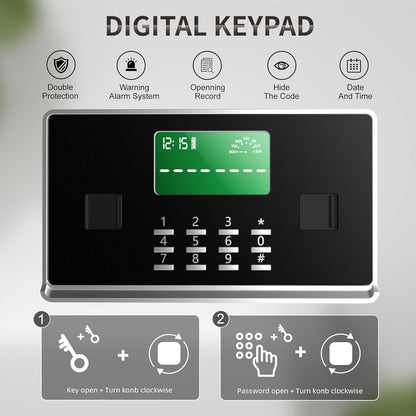 【US STOCK】TIGERKING 11.5 Cubic Feet Extra Large Heavy Duty Safe Box, Home Safe with Double Safety Key Lock and Separate Lock Box, Digital safe with 3 Removable Shelf for Home Hotel Office,180lbs