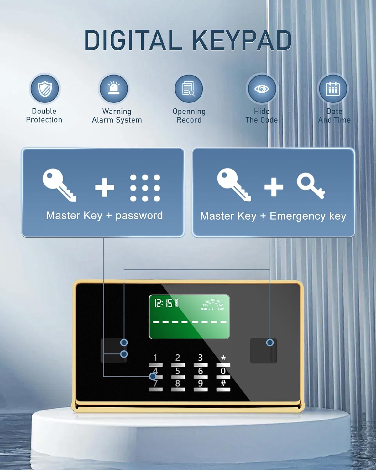 【𝐔𝐒 𝐒𝐓𝐎𝐂𝐊】TIGERKING 5.9 Cu.ft Extra Large Heavy Duty Safe Box, Big Home Safe with Double Safety Key Lock and Separate Lock Box, Digital safe with 2 Removable Shelf for Home Hotel Office, Black