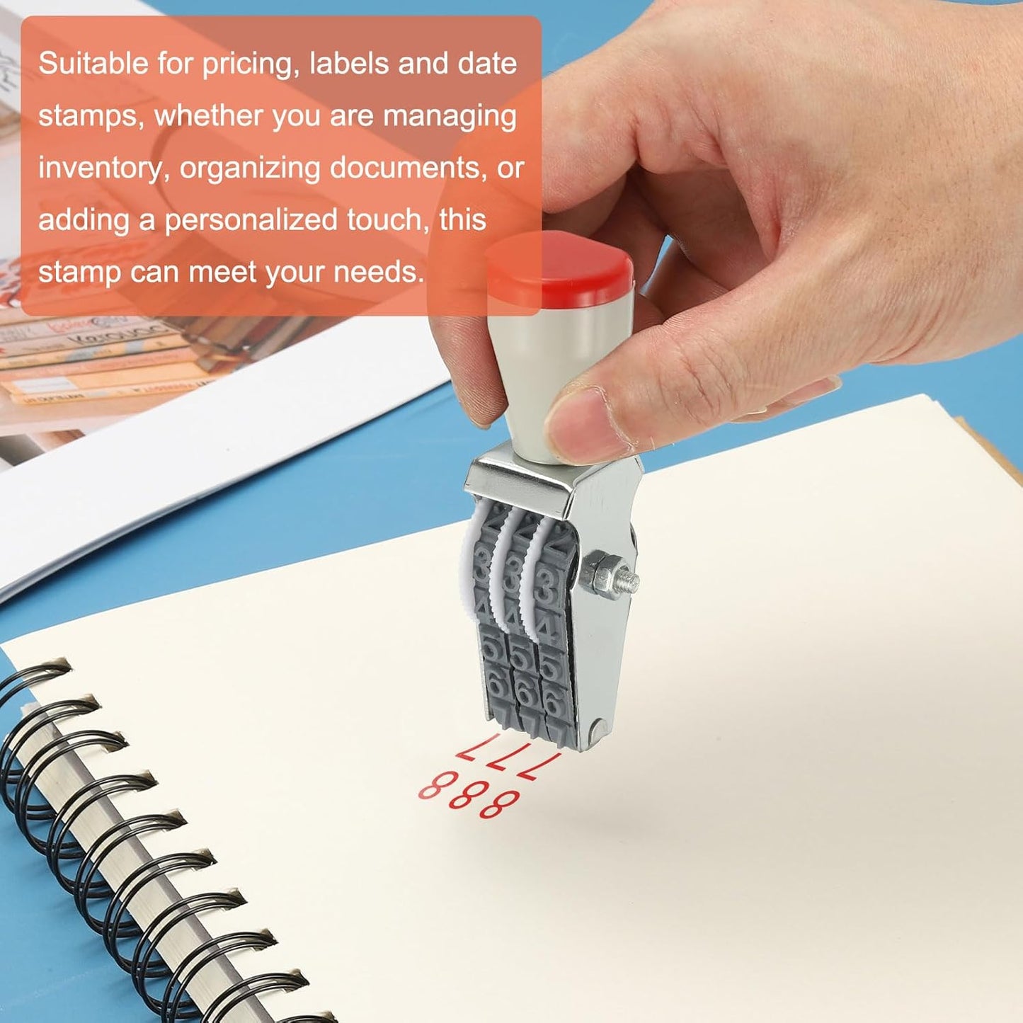 PATIKIL 3 Digit Number Roller Stamp, Adjustable Rubber Stamp Changeable Numerical Symbol Office Date for Business Creative Price Tag