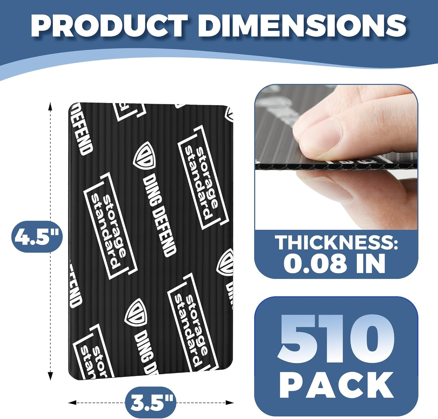 Ding Defend 510-Pack Trading Card Protector Shipping - 3.5 x 4.5 Inch Black Hobby Card Shipping Supplies w/Rounded Corners, Lightweight & Reusable for Raw Top Loaders, Semi-Rigids, Team Bags