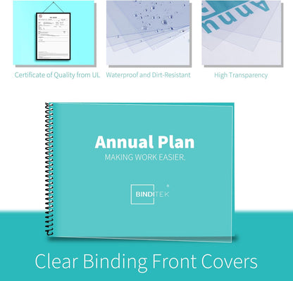 Binditek 100 Pack Binding Covers and Backs Set, 11 x 17 Inches, 50 Clear PVC (10Mil), 50 Sand-Textured Polycovers (16Mil), Tabloid Size