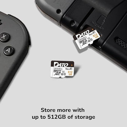 DATO 512GB Lightning microSD Card, UHS-II, A1, C10, U3, V60, Full HD, 4K, Up to 280/180 MB/s microSDXC Memory Card with Adapter, for Phones, Cameras, Portable Gaming Devices