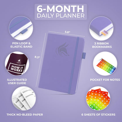 Clever Fox Daily Planner – Undated Planning Notebook with Hourly Schedule & To-Do List – Personal Day Task & Work Organizer, 6 Months (Lavender)