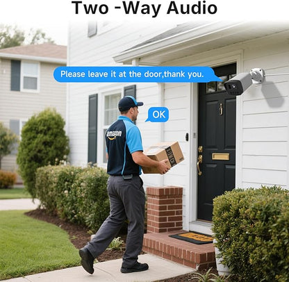 Rraycom Home Security Camera System,4pcs H.265 3MP Wired PoE IP Cameras Outdoor with Spotlight&Motion Detection,Two-Way Audio,Waterproof,4K NVR with 1TB HDD for 24-7 Recording,No Monthly Fee