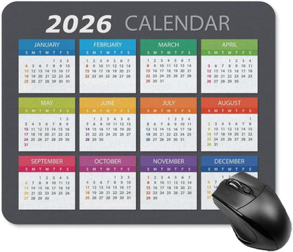 2026 Mouse Pad Calendar,Computer Mouse Pads Calendars Non-Slip Rubber Desk Mat Mousepad Gaming Office Keyboard Mat