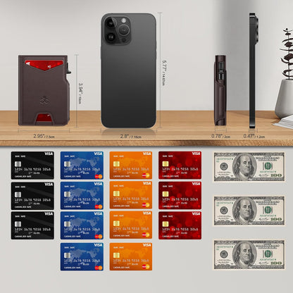 Wallet for Men Wallet with Slim Pop Up Card Holder 9-13 Cards, Bifold Minimalist Smart Wallet RFID Blocking Credit Card Holder with ID Window & Stretchable Cash Slot