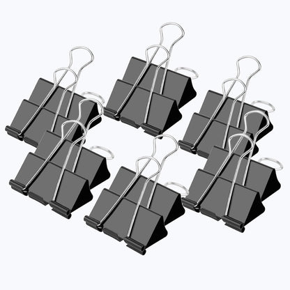 Ufmarine Medium Binder Clips 1.25 Inch Length, (120 Pcs) Black Medium Paper Clips for Office