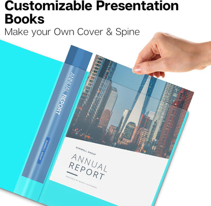 Dunwell Presentation Binder 12-Pocket, Displays 24 Pages, 8.5x11 Portfolio Binder with Plastic Sleeves, Storage and Organizer for Documents, Certificates, Projects, Photos (3 Pack, Aqua)