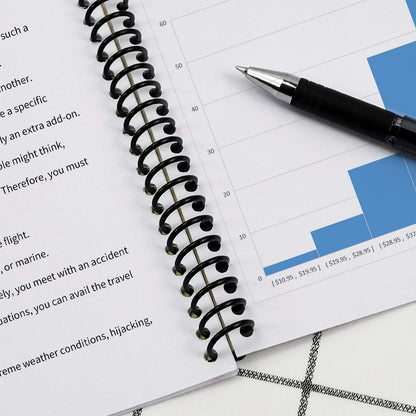 Rayson Plastic Spiral Binding Coil 1-1/4" (31.8mm), 280 Sheets Capacity, 4:1 Pitch Black Coil bindings Spines for Business and Educational Purposes, 50 Pack