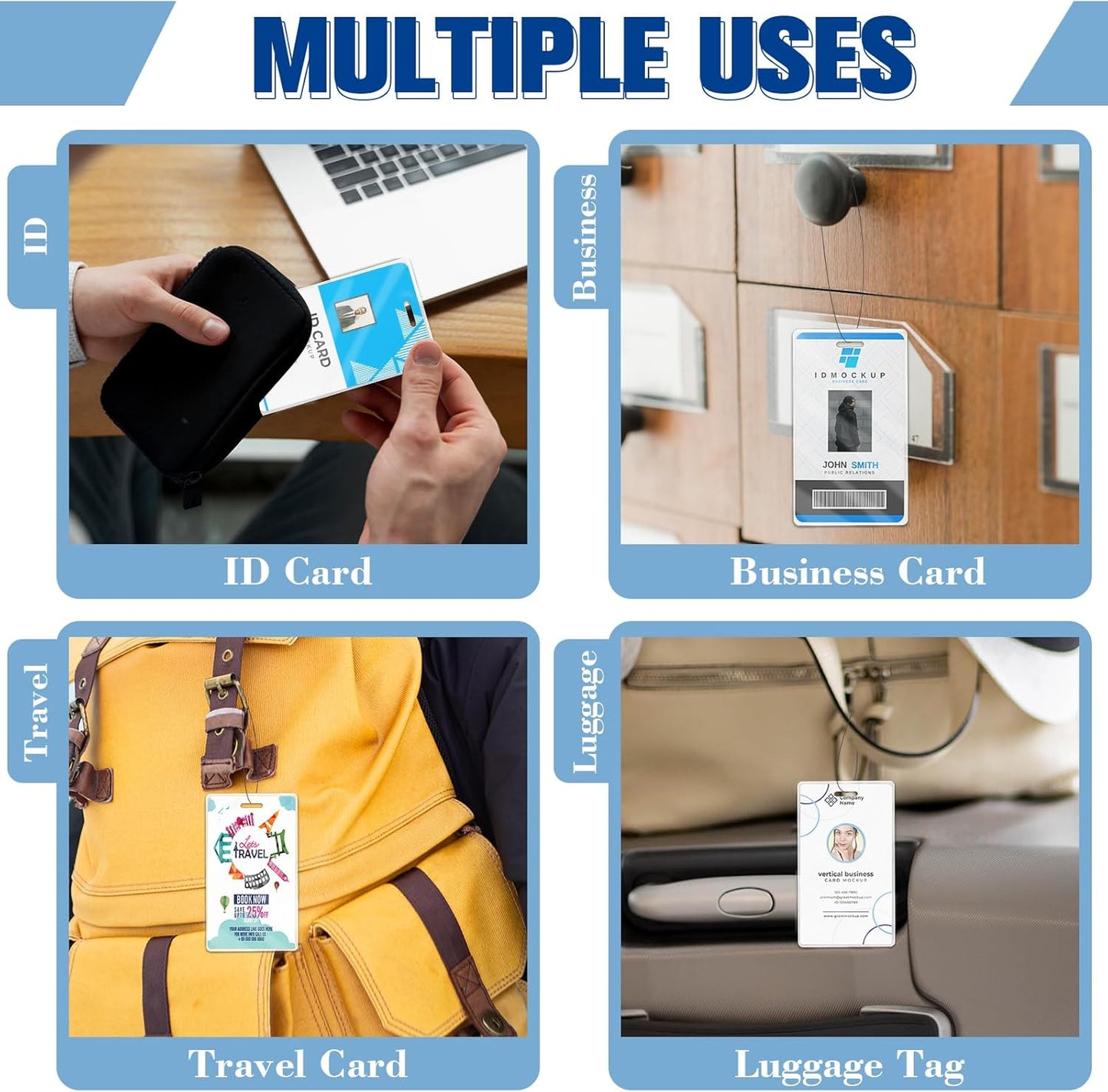 200 Pieces 5 Mil 2 1/2" x 4 1/4" Luggage Laminating Pouches Without Rope Clear Thermal Laminate Pouch Tags with Slot Hole for Pass Cards Student ID (200, 5 Mil-No Loops)