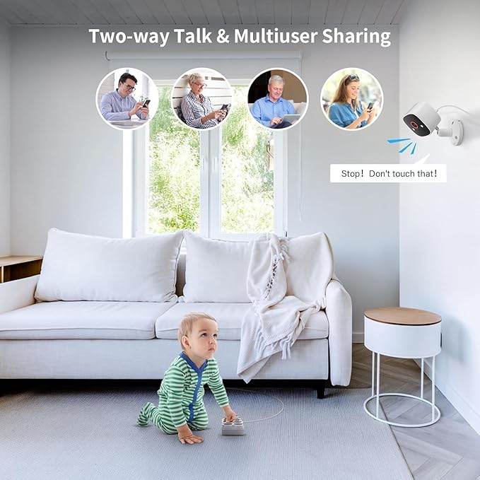 Jennov 2K Security Camera, WiFi Indoor Camera for Home Security, Plug in Powered Pet Cam, Dual-Band (5GHz/2.4GHz), Color Night Vision, 2-Way Audio, Human Motion Detection, IP66 Waterproof Outdoor