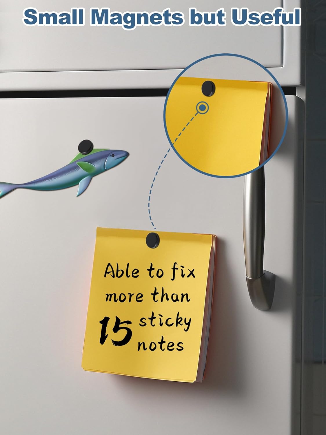 SMARTAKE 80 Pcs Refrigerator Magnets, Small Round Fridge Magnets, Multi-Use Premium Neodymium Office Magnets for Fridge, Whiteboard, Billboard in Home, Kitchen, Office and School (Black)