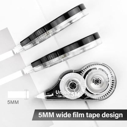 White Correction Tape Dispenser, Fast Clean and Easy to Use Tear-Resistant Tape, For school Supplies, Office (12pack, 5M/196" x 0.2", White)