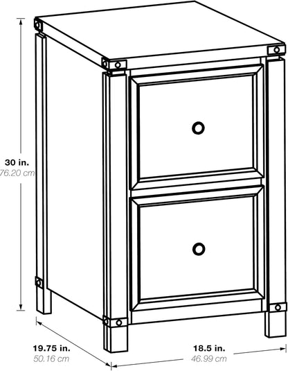 OSP Home Furnishings Baton Rouge 2 Drawer File Cabinet with Rustic Design and Metal Accents, Brushed Walnut