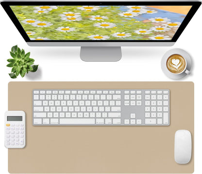 Bloss Beige Desk Mat 23.6" x 13.8", Desk Matt for Desktop, Large Leather Mouse Pad Waterproof, Computer Mat for Office Work/Home/Decor/Protector
