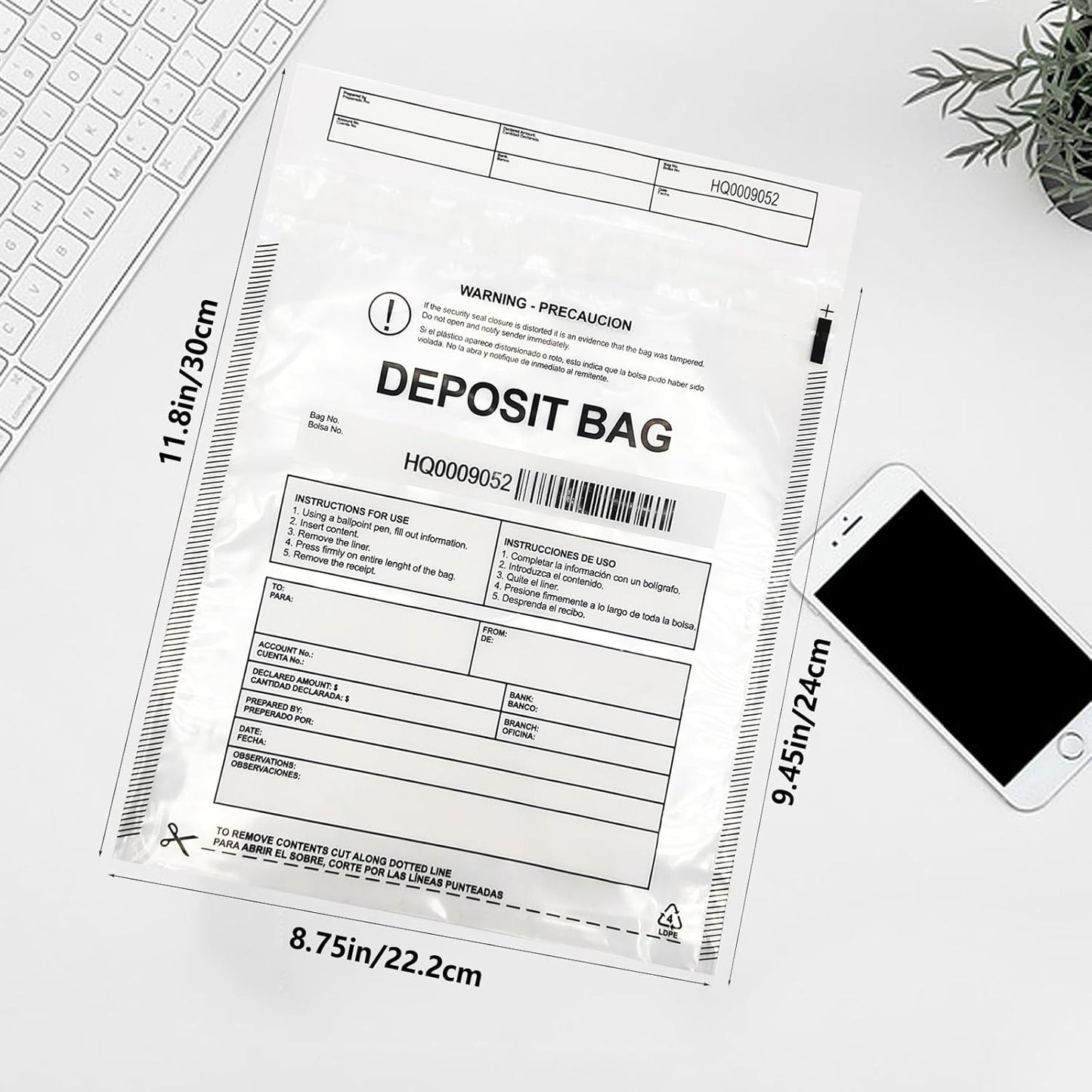 Transparent Plastic Deposit Bags, 500pcs 9x12in Tamper Proof Bag Security Bank Pocket,Cash Transfer Bag with Barcode and Self Sealing Adhesive,Used for Cash,Checks,Credit Cards