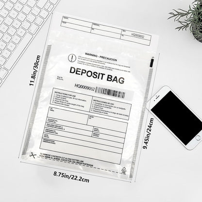 Transparent Plastic Deposit Bags, 500pcs 9x12in Tamper Proof Bag Security Bank Pocket,Cash Transfer Bag with Barcode and Self Sealing Adhesive,Used for Cash,Checks,Credit Cards