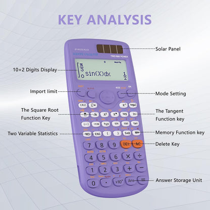 Scientific Calculators, IPepul Purple Math Calculator with 417 Function, Solar Battery Power and 4-Lines Display, School Supplies for Middle High College Students Teachers (Purple 991ES Plus)