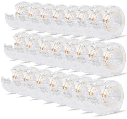 BOMEI PACK 24PACK Transparent Tape with Dispenser, Office Clear Tape Refill Rolls with Dispenser Bulk for DIY, Gift Wrapping, Repairing, Home and School, 3/4in x 1000in
