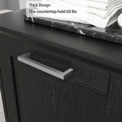 OLD CAPTAIN Wooden Tilt Out Trash Cabinet, Wooden Kitchen Garbage Can Free Standing Holder, Black Finish…