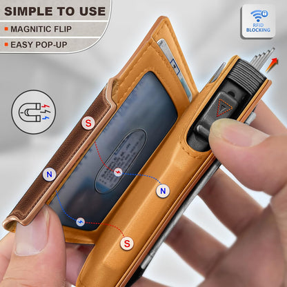 KEMISANT Airtag Wallet Men Gift,Mens Slim Front Pocket Wallet Money Clip Standard or Apple Airtag Use 3.8"×2.8"×0.9"