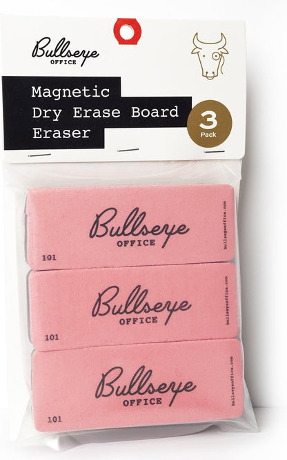 Set of 3 Retro Dry Erase Eraser, Premium Magnetic Whiteboard and Chalkboard Cleaner for Classroom & School, Perfect Eraser Supplies for Teachers - Bullseye Office