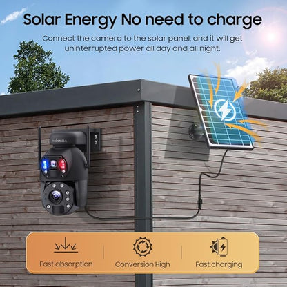 INQMEGA [50X Optical Zoom] Metal 4G LTE Cellular Solar Camera,6MP Solar Camera Wireless Outdoor,12000mAh Battery& 6W Solar Panel,Color Night Vision,Dual Screen,Include 4G Card