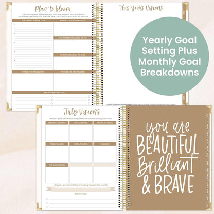 bloom daily planners 2025-2026 Hardcover Academic Year Goal & Vision Planner (July 2025 - July 2026) - Monthly & Weekly Calendar Agenda Organizer - 7.5" x 9" - Spread Kindness Like Wildflowers