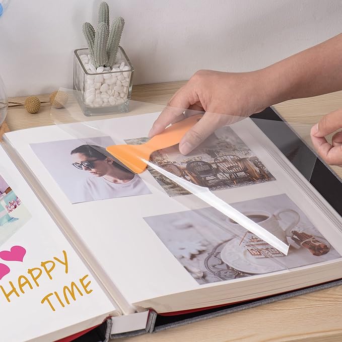 Photo Album Self Adhesive 3x5 4x6 5x7 6x8 8x10 8.5x11 11x10.6 Magnetic Scrapbook Album DIY Length 11x10.6 Inch 40 Pages Linen Cover DIY Photo Album with A Metallic Pen and and Plastic Board(Grey)