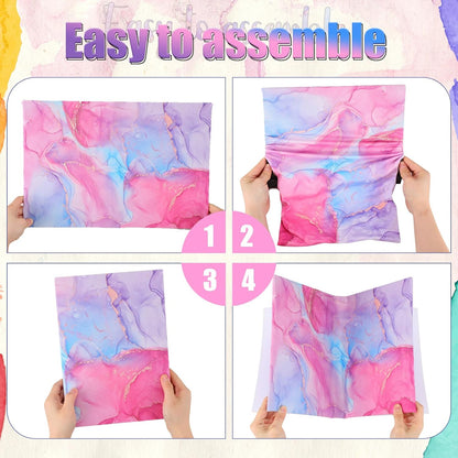 Yexiya 6 Pcs Stretchable Book Cover Jumbo Fabric Book Covers Colorful Pattern Book Protector Washable Reusable Protective Textbook Cover for Hardcover Textbooks up to 9 x 11 in (Marble Pattern)